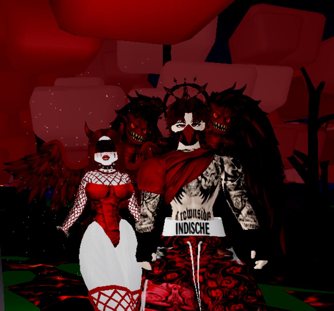 Casal em avatar vermelho